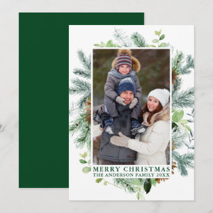 Aquarellkiefern Rahmen Grün frohe Weihnachten