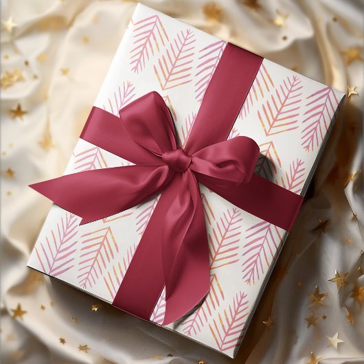 Aquarellkiefern - rosa geschenkpapier set