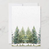 Aquarellkiefernbäume Hirschschschnee Winter Babydu Einladung (Rückseite)