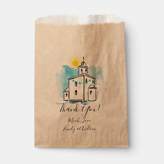 Aquarellkirche mit Kreuzsteeple Vielen Dank Geschenktütchen (Vorderseite)