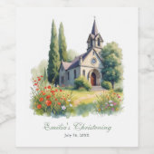 Aquarellkirche Taufe Christening Weinetikett (Einzelnes Label)