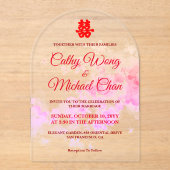 Aquarellkirschblüte Moderne Chinesische Hochzeit Acryleinladungen (Vorderseite)