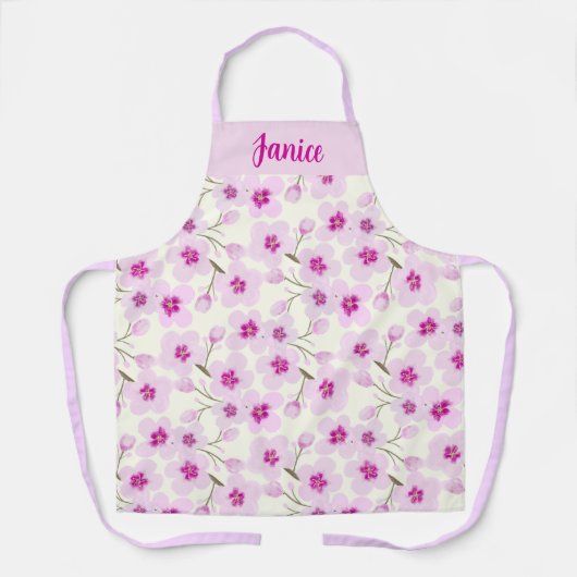 Aquarellkirsche Blossom Cremedesign Schürze (Vorderseite)