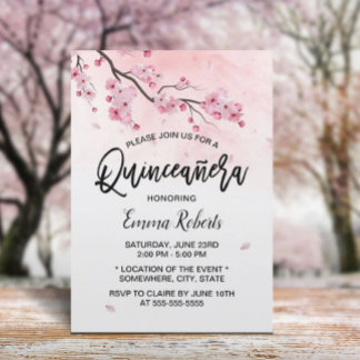 Aquarellkirsche Blossom Flora Quinceanera 15 Einladung