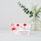 Aquarellkirsche Blossom Pink Blush | Qr Code Visitenkarte (Stehend Vorderseite)