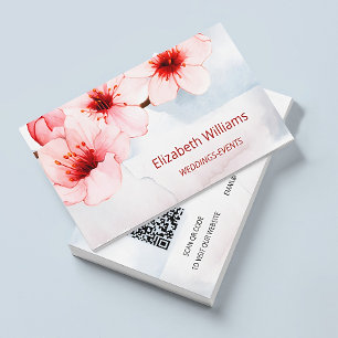 Aquarellkirsche Blossom Pink Blush Qr Code Visitenkarte