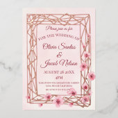 Aquarellkirsche Blüten auf einer Rose Folieneinladung (Vorderseite)