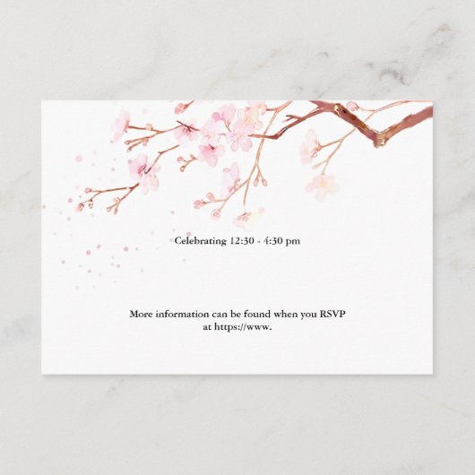 Aquarellkirsche Blüten Mitzvah ✡ Feier Begleitkarte (Rückseite)