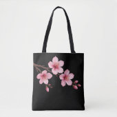 Aquarellkirsche Blüten Rosa Schwarz Tasche (Vorderseite)