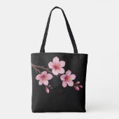 Aquarellkirsche Blüten Rosa Schwarz Tasche (Rückseite)