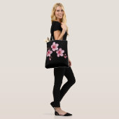 Aquarellkirsche Blüten Rosa Schwarz Tasche (Am Model)