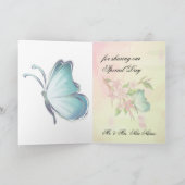 Aquarellkirsche Blüten Schmetterlinge Dankeskarte (Innenseite)