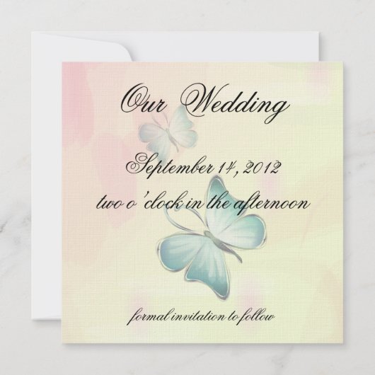 Aquarellkirsche Blüten Schmetterlinge Save The Date (Rückseite)