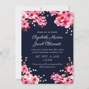 Aquarellkirsche Blüten Virtual Wedding Einladung
