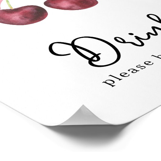 Aquarellkirsche Bogen Babydusche Getränke Poster (Ecke)