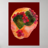 Aquarellkirsche und Grüne Kakteen Poster (Vorne)