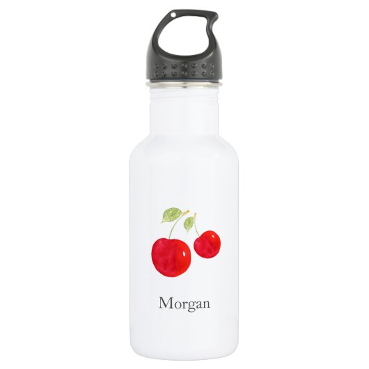 Aquarellkirschen Edelstahlflasche (Vorderseite)