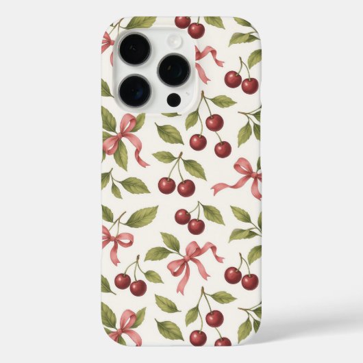 Aquarellkirschen mit Bow - Elegantes Obst Case-Mate iPhone Hülle (Rückseite)