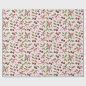 Aquarellkirschen mit Bow - Elegantes Obst Geschenkpapier (Flach)