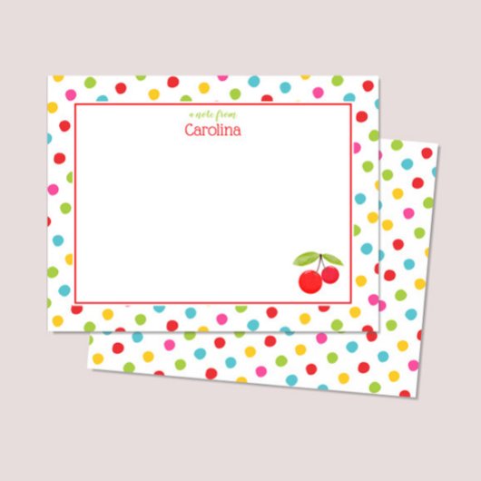 Aquarellkirschen und Dosen Bunte Schreibwaren Dankeskarte