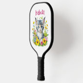 Aquarellkite Blume Personalisiert Pickleball Schläger (Links)