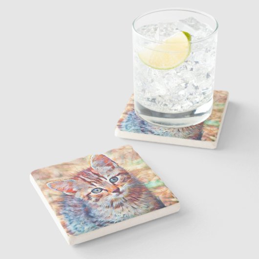 Aquarellkitt Steinuntersetzer (Seitenansicht)