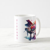 AquarellKlavier und Blume Personalisiert Kaffeetasse (VorderseiteRechts)