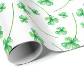 Aquarellkleeblätter Geschenkpapier (Rolleneckpunkt)