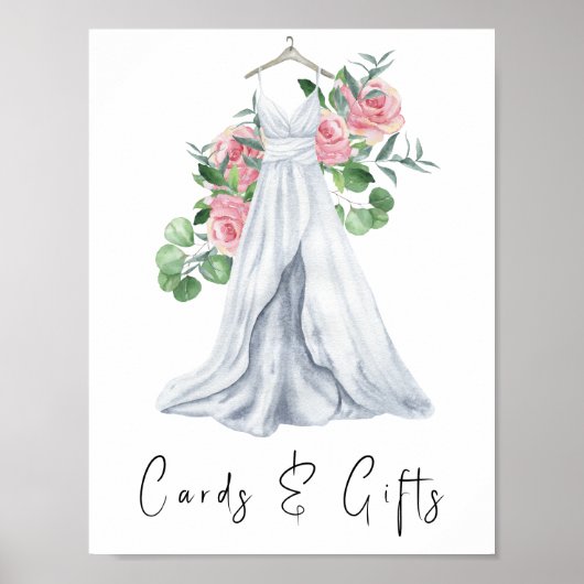 Aquarellkleid mit Blume - Karten und Geschenke Poster (Vorne)