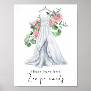 Aquarellkleid mit Blumen - Rezeptkarten Poster