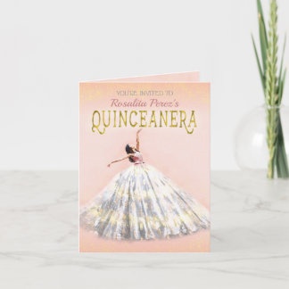 Aquarellkleid Rosa Rosa Gold Quinceanera Extravaga Einladung