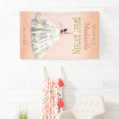Aquarellkleid Rosa Rosa Gold Sweet 16 Geburtstag Banner (Insitu)