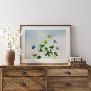 Aquarellkleidung und Schmetterlinge Poster