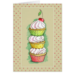Aquarellkleine kuchen. Küchenillustration