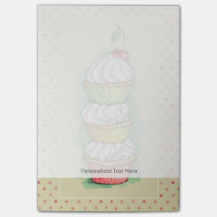 Aquarellkleine kuchen. Küchenillustration Post-it Klebezettel