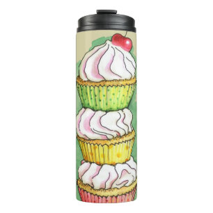Aquarellkleine kuchen. Küchenillustration Thermosbecher