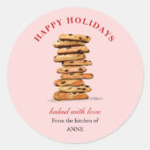 Aquarellkokolade Chip Cookie Runder Aufkleber (Vorderseite)