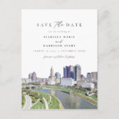 Aquarellkolumbus Ohio Skyline Save the Date Postkarte (Vorderseite)