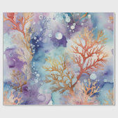 Aquarellkoralle Luxus Lila Tone Geschenkpapier (Flach)