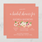 Aquarellkorallen Blumendusche Einladung (Vorne/Hinten)