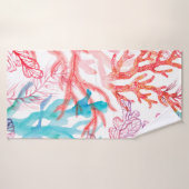 Aquarellkorallen Nahtloses Muster mit dem Untertei Badehandtuch (Badehandtuch)