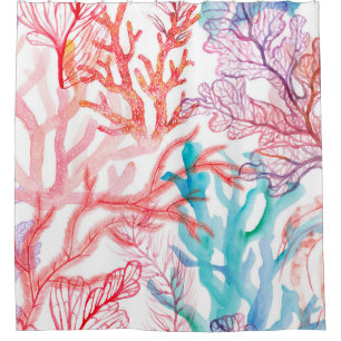 Aquarellkorallen Nahtloses Muster mit dem Untertei Duschvorhang