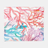 Aquarellkorallen Nahtloses Muster mit dem Untertei Fleecedecke (Vorderseite (Horizontal))