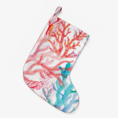 Aquarellkorallen Nahtloses Muster mit dem Untertei Kleiner Weihnachtsstrumpf (Vorderansicht (hängend))