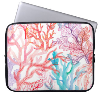 Aquarellkorallen Nahtloses Muster mit dem Untertei Laptopschutzhülle
