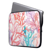 Aquarellkorallen Nahtloses Muster mit dem Untertei Laptopschutzhülle (Vorderseite Links)