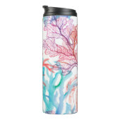 Aquarellkorallen Nahtloses Muster mit dem Untertei Thermosbecher (Nach rechts gedreht)