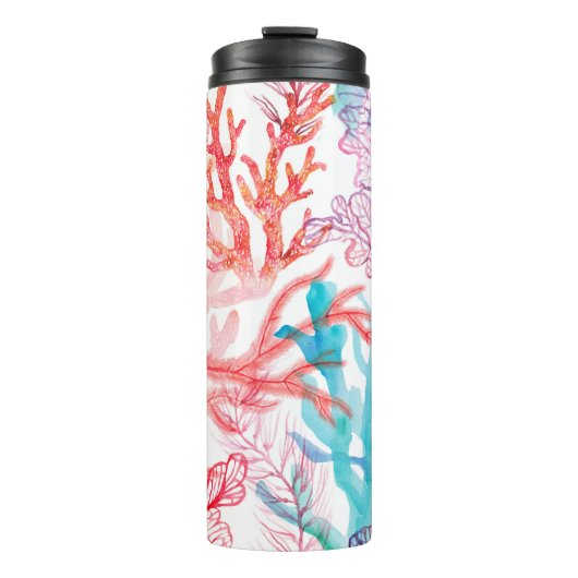 Aquarellkorallen Nahtloses Muster mit dem Untertei Thermosbecher (Vorderseite)