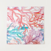 Aquarellkorallen Nahtloses Muster mit dem Untertei Wandteppich (Vorderseite (Horizontal))