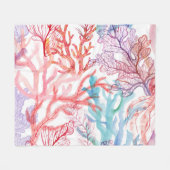 Aquarellkorallen: Unterwasser-Weltmuster. Fleecedecke (Vorderseite (Horizontal))